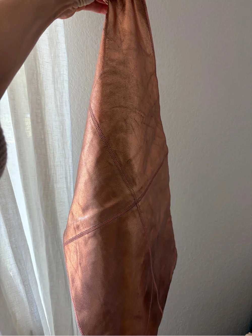 14”x26” Copper Rose Gold Faux Leather Pillow Cushion Cover